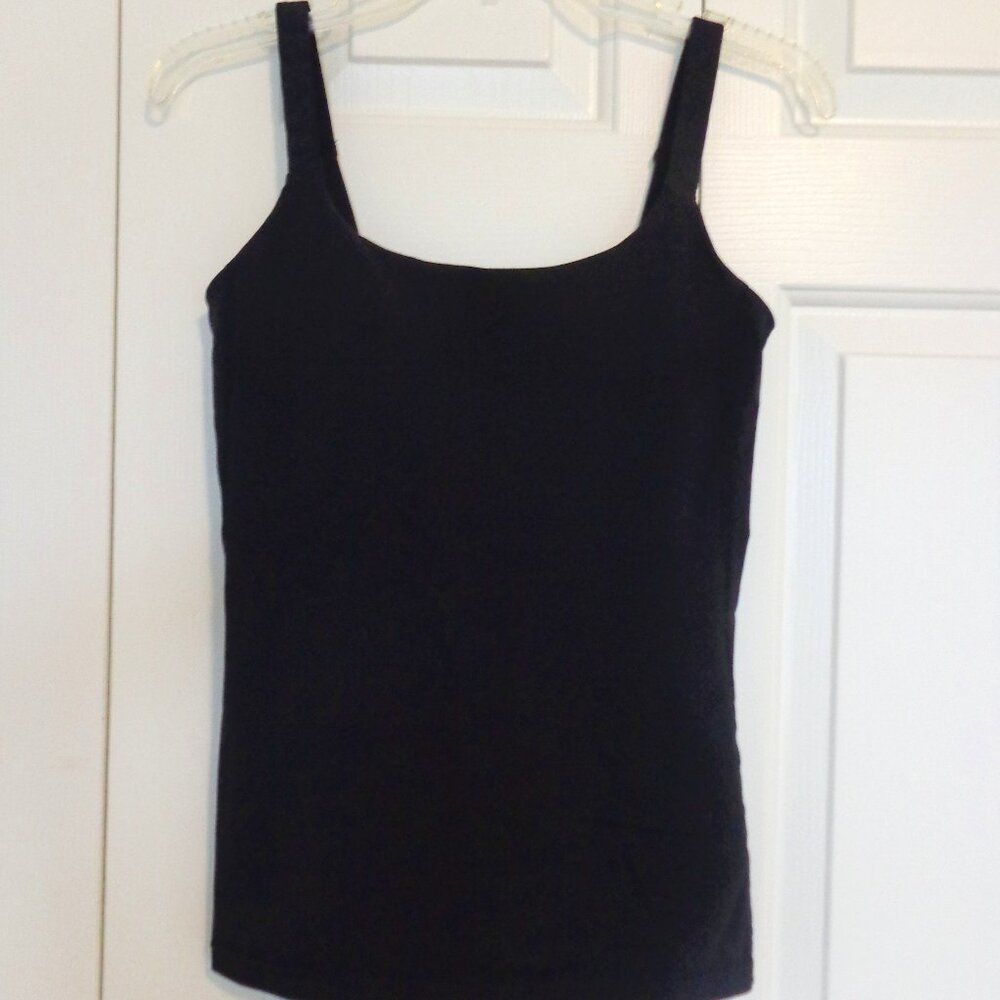 Lululemon Black Sleeveless Fitness Yoga Body Tank Top w/Inner Layer Bra Sz 6 EUC